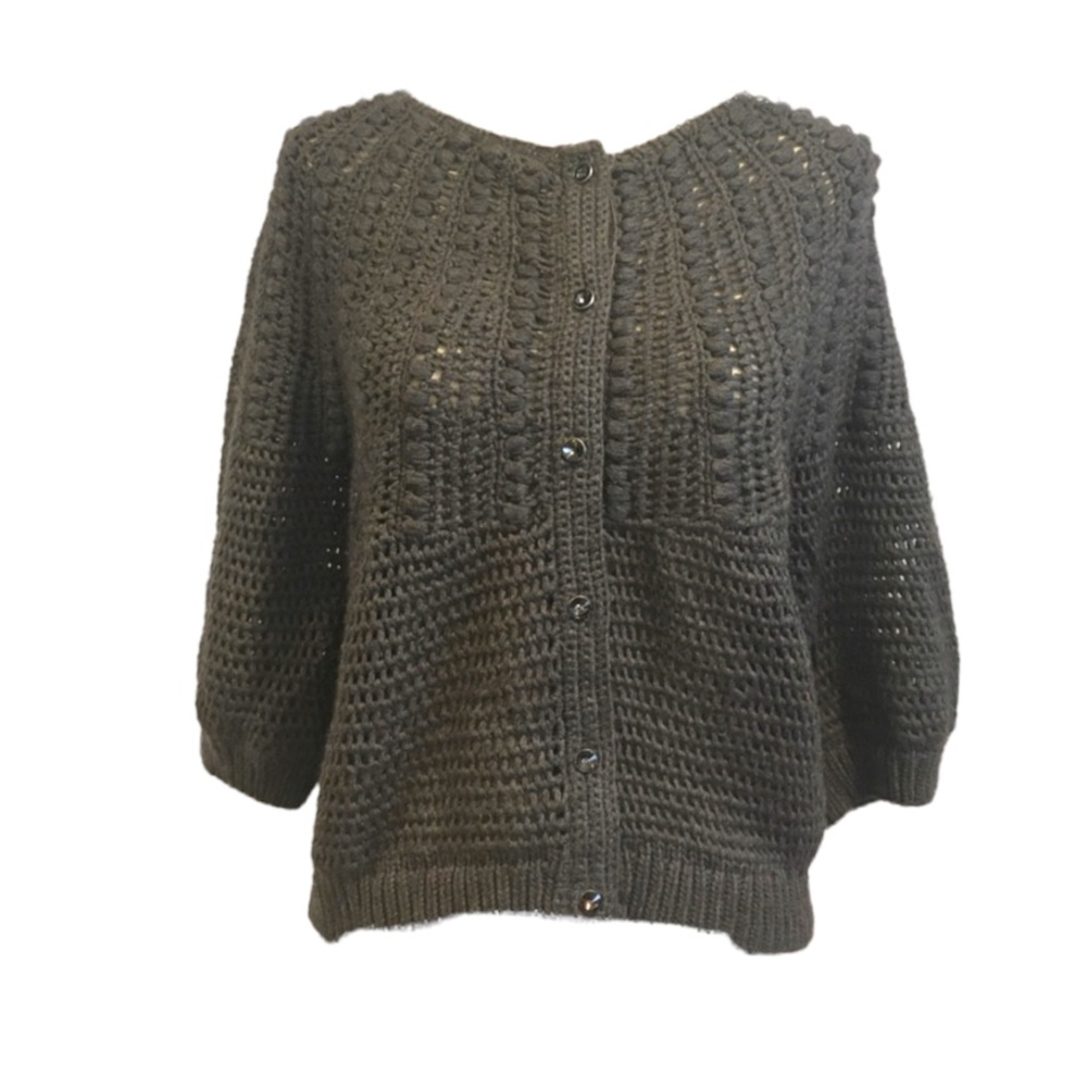 🖤🤍Ann Taylor Gray 3/4 Sleeve Knit Top Wool Blend